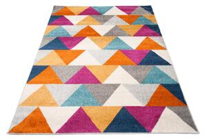 TAPISO Moderní koberec LAZUR - bílý/oranžový - trojúhelníky 2 Rozměr koberce: 80x150 cm
