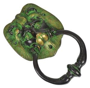 Dveřní klepadlo Lev, zelená patina, mosaz, 18cm