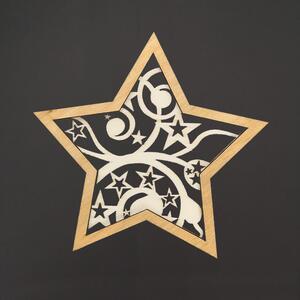 AMADEA Dřevěná ozdoba hvězda ornament dvojitá, 9 cm, český výrobek