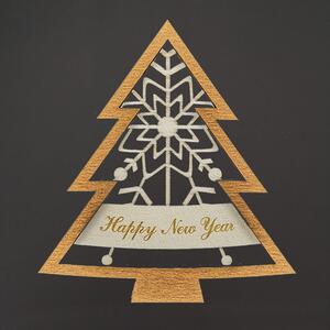 AMADEA Dřevěná ozdoba stromek Happy New Year dvojitý, 9 cm, český výrobek