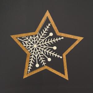 AMADEA Dřevěná ozdoba hvězda vločka dvojitá, 9 cm, český výrobek