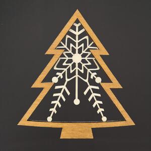AMADEA Dřevěná ozdoba stromek - vločka dvojitý, 9 cm, český výrobek