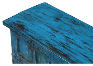 Truhla z teakového dřeva, tyrkysová patina, 168x45x46cm