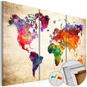 Korková nástěnka - Korková mapa v akvarelu 60x40