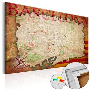 Korková nástěnka - Mapa Barcelony 60x40