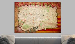 Korková nástěnka - Mapa Barcelony 60x40