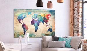 Korková nástěnka - Barevná mapa světa 90x60