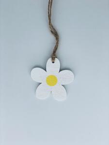 BRIMOON Květ kopretiny závěsný dřevěný bílý v. 55mm