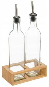 Lahve na olej a ocet v bambusovém stojanu GUSTO, 2x 480 ml