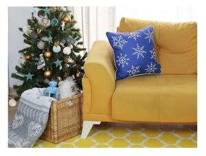 Modrý povlak na polštář s vánočním motivem Mike & Co. NEW YORK Honey Snowflakes, 45 x 45 cm