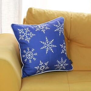 Modrý povlak na polštář s vánočním motivem Mike & Co. NEW YORK Honey Snowflakes, 45 x 45 cm
