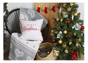 Bílo-červený vánoční povlak na polštář Mike & Co. NEW YORK Honey Merry Christmas, 45 x 45 cm