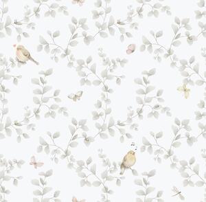 Dětská vliesová tapeta na zeď, šedá, ptáčci, 284-2, Enzo, ICH Wallcoverings
