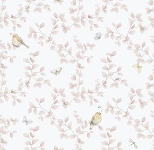 Dětská vliesová tapeta na zeď, růžová, ptáčci, 284-1, Enzo, ICH Wallcoverings