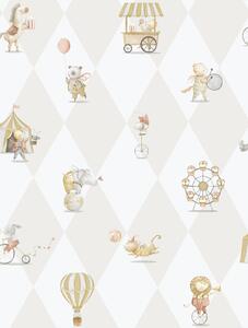 Dětská vliesová tapeta na zeď, šedo-béžová, zvířátka, 282-3, Enzo, ICH Wallcoverings