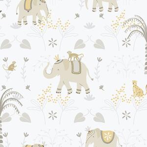 Dětská vliesová tapeta na zeď, šedo-béžová, zvířátka, 285-3, Enzo, ICH Wallcoverings
