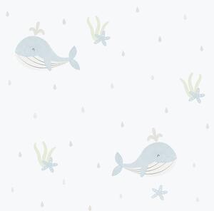 Dětská vliesová tapeta na zeď, modrá, velryby, 281-2, Enzo, ICH Wallcoverings
