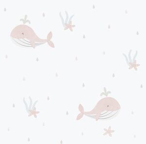 Dětská vliesová tapeta na zeď, růžová, velryby, 281-1, Enzo, ICH Wallcoverings