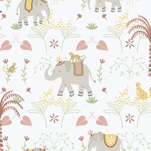 Dětská vliesová tapeta na zeď, šedo-růžová, zvířátka, 285-4, Enzo, ICH Wallcoverings