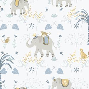 Dětská vliesová tapeta na zeď, modrá, zvířátka, 285-2, Enzo, ICH Wallcoverings