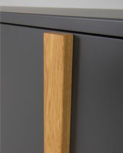Antracitově šedá komoda s nohami z dubového dřeva Tenzo Birka, 177 x 78 cm