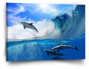 Sablio Obraz Delfíni ve vlnách - 60x40 cm
