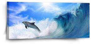 Sablio Obraz Delfíni ve vlnách - 110x50 cm