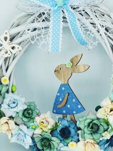 BRIMOON Velikonoční věnec na dveře se zajíčkem modrý