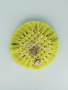BRIMOON Podtácky macramé kruhové žluté a zelené pr. 14 cm sada 4ks