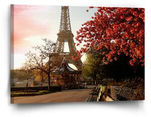Sablio Obraz Eiffelova věž a červený strom - 60x40 cm