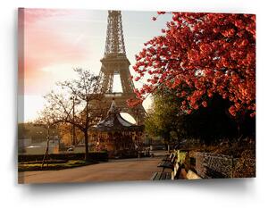 Sablio Obraz Eiffelova věž a červený strom - 90x60 cm