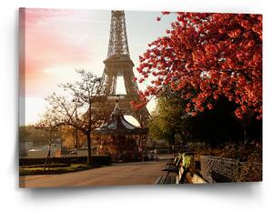 Sablio Obraz Eiffelova věž a červený strom - 120x80 cm