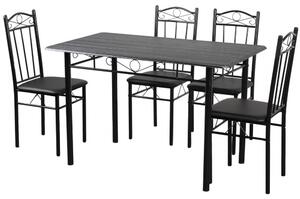FUR-102-17B jídelní stůl set 4 čalouněné židle černé