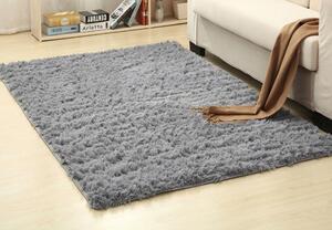 CPT345BModerní měkký koberec s dlouhým vlasem 120 x 170 cm šedá