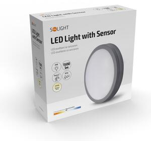 SOLIGHT LED venkovní osvětlení se senzorem Siena, šedé, 20W, 1500lm, 4000K, IP54, 23cm