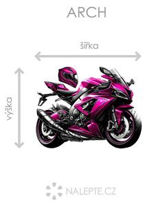Růžová motorka textilní přelepitelná samolepka na zeď arch 45 x 35 cm