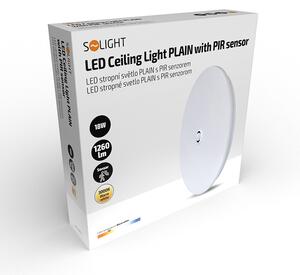SOLIGHT LED stropní světlo PLAIN s PIR sensorem, 18W, 1260lm, 3000K, kulaté, 33cm