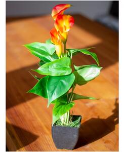 Umělá květina - Mini kala, žluto-oranžová, 43 cm