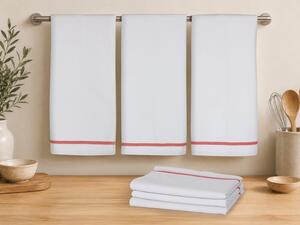 Bellatex Kuchyňské utěrky sada 3 kusů 50x70 cm Proužek Bílá,Červená