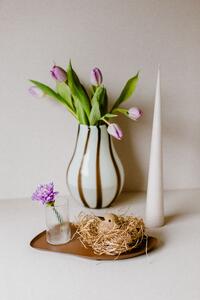 Skleněná váza Ada Stripe Taupe Warm Grey