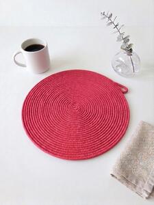 Ručně šité kulaté prostírání z bavlněných šňůr – muškát, průměr 30 cm