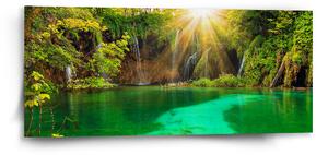 Sablio Obraz Jezírko s vodopádem - 110x50 cm