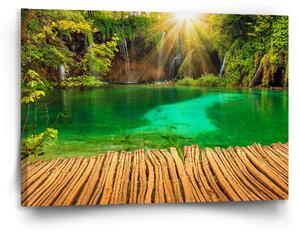 Sablio Obraz Jezírko s vodopádem - 120x80 cm