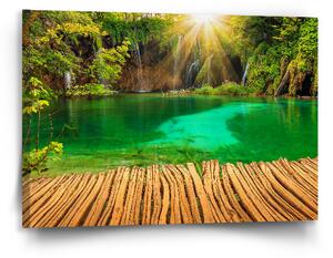 Sablio Obraz Jezírko s vodopádem - 90x60 cm