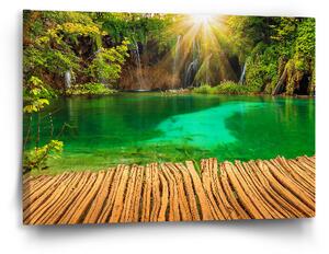 Sablio Obraz Jezírko s vodopádem - 60x40 cm