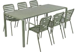 Zuiver Zelený zahradní set stolu a šesti židlí s područkami VONDEL