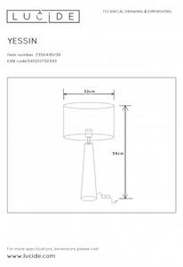 LUCIDE YESSIN -Stolní lampa - E27/40W H58cm - černá