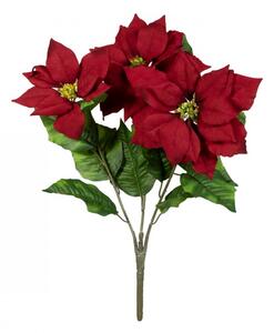 Umělá květina - Vánoční hvězda keřík, červená, 50cm
