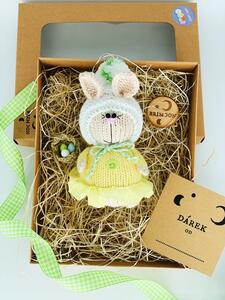 BRIMOON Velikonoční zajíček pletený s košíčkem a vajíčky