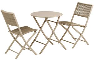 Nordic Living Béžový skládací zahradní set stolu a dvou židlí Acro